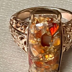 Matrix Fire Opal Solitaire Ring size 9